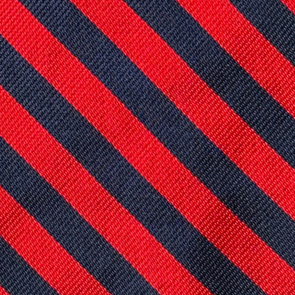 Vintage Bert Pulitzer 100% Silk Repp Necktie Mens Red Navy Blue Striped USA Ivy